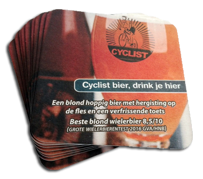 Fullcolor bedrukte Bierkaartjes Cyclist Wielerbier
